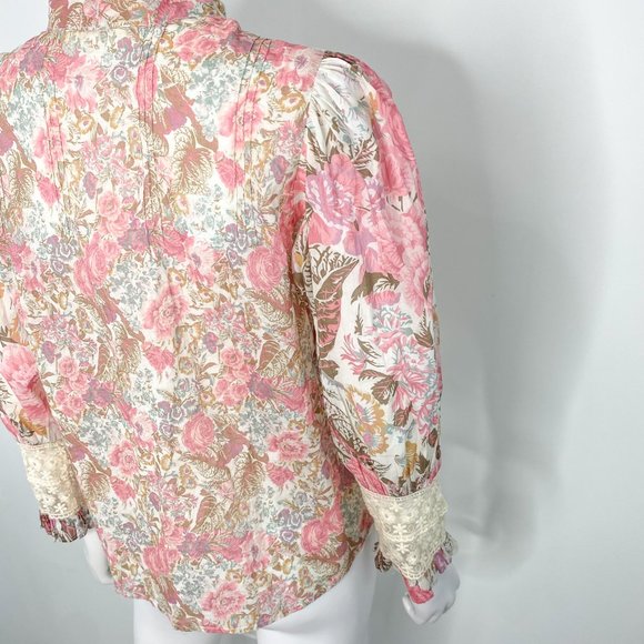 LoveShackFancy Brooke Long Sleeve Blouse Top in Dew Drop Floral Print Sz XS - Picture 13 of 15